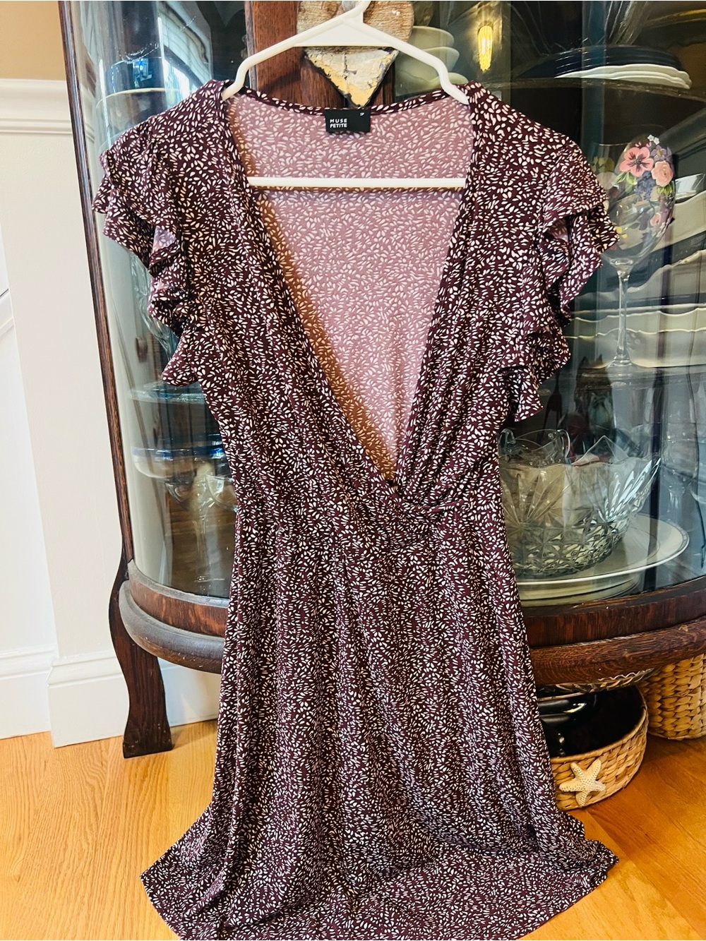 Muse Plum Micro-Print Wrap Mini Dress